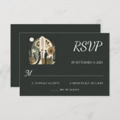 Retro 70er 80er Fast Bold Boho Courthouse Wedding RSVP Karte (Vorne/Hinten)