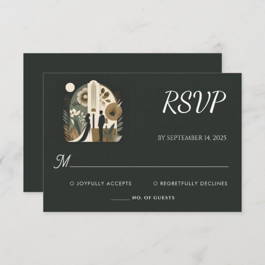 Retro 70er 80er Fast Bold Boho Courthouse Wedding RSVP Karte (Vorne/Hinten)