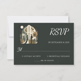 Retro 70er 80er Fast Bold Boho Courthouse Wedding RSVP Karte