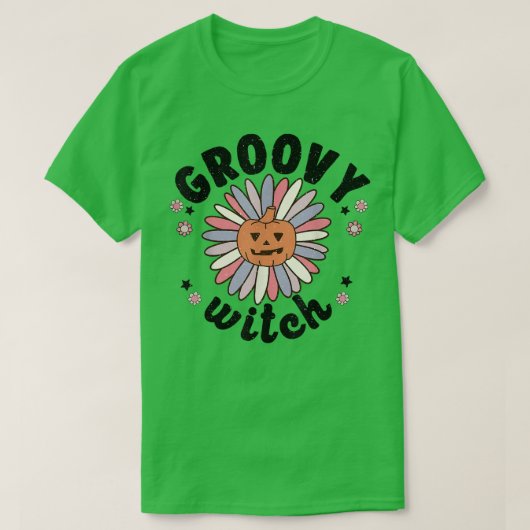 Retro 70er 80er Groovy Witch, Halloween Floral Dai T-Shirt (Design vorne)