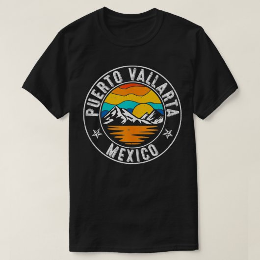 Retro 70er 80er Puerto Vallarta Mexiko T-Shirt (Design vorne)