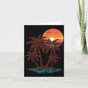 Retro 70er 80er Strand Sonnenuntergang Palme Somme Karte