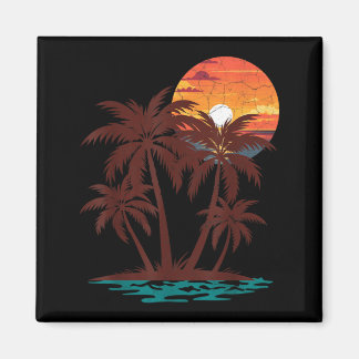 Retro 70er 80er Strand Sonnenuntergang Palme Somme Magnet