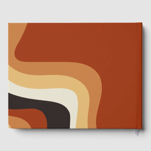 Retro 70er Abstrakt Burnt Orange Wedding Gästebuch (Rückseite)