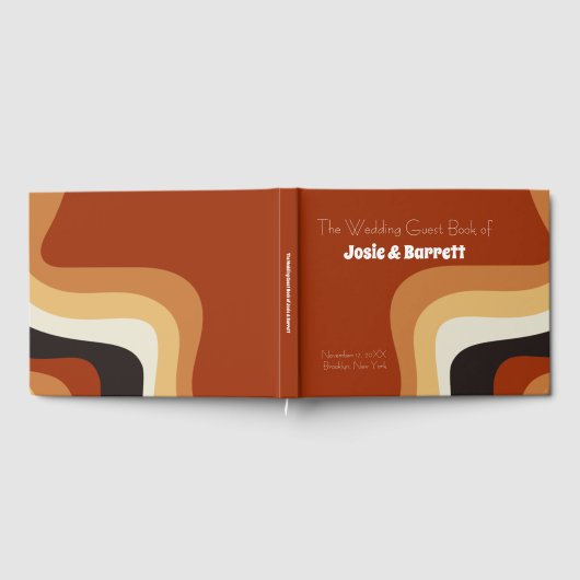 Retro 70er Abstrakt Burnt Orange Wedding Gästebuch (Voll)