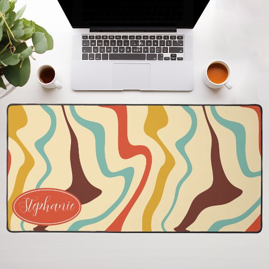 Retro 70er Abstrakt Marble Swirl Creme Orange Brow Schreibtischunterlage