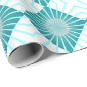 Retro 70er Aqua Geometric Circle Square Muster Geschenkpapier (Rolleneckpunkt)