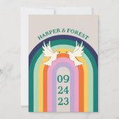 Retro 70er Arch Rainbow Einladung (Vorderseite)