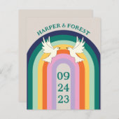 Retro 70er Arch Rainbow Einladung (Vorne/Hinten)