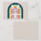 Retro 70er Arch Rainbow RSVP Card Mitteilungskarte (Vorne/Hinten)