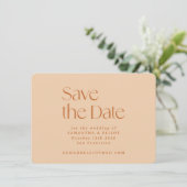 Retro 70er Ästhetische Rainbow Brown Simple Save The Date (Stehend Vorderseite)