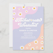 Retro 70er Bachelorette Wochenende Reiseprogramm Einladung (Vorderseite)