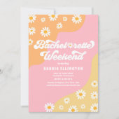 Retro 70er Bachelorette Wochenende Reiseprogramm Einladung (Vorderseite)