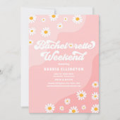 Retro 70er Bachelorette Wochenende Reiseprogramm Einladung (Vorderseite)