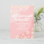 Retro 70er Bachelorette Wochenende Reiseprogramm Einladung (Stehend Vorderseite)