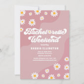 Retro 70er Bachelorette Wochenende Reiseprogramm Einladung (Vorderseite)