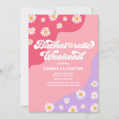 Retro 70er Bachelorette Wochenende Reiseprogramm Einladung (Vorderseite)