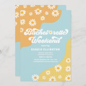 Retro 70er Bachelorette Wochenende Reiseprogramm Einladung (Vorne/Hinten)