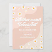 Retro 70er Bachelorette Wochenende Reiseprogramm Einladung (Vorderseite)