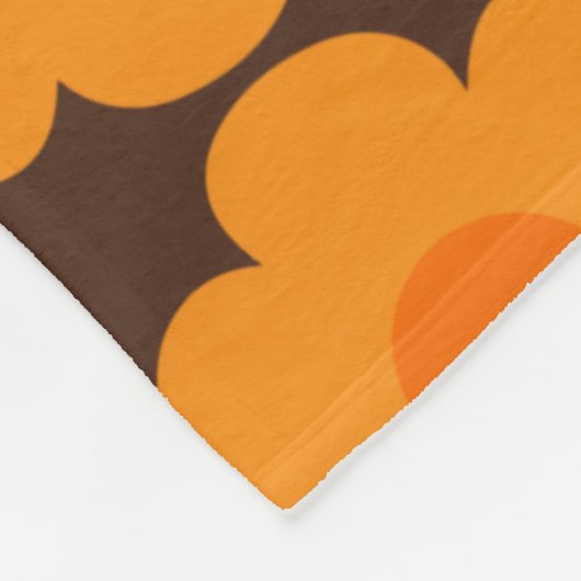 Retro 70er Blume Blumenmuster Orange und Braun Fleecedecke (Ecke)