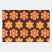 Retro-70er-Blume in orange-gelbes Muster Geschenkpapier Set (Vorderseite 2)