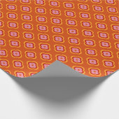 Retro-70er-Blume-Muster - orange und rosa Geschenkpapier (Ecke)