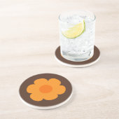 Retro 70er Blume Orange und Braun Getränkeuntersetzer (Seite)