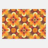 Retro 70er Blume Orange und Burgund Geschenkpapier Set (Vorderseite 3)