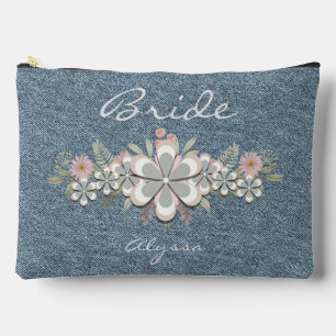 Retro 70er Blume Power Grün-Weiß Bride Zubehörtasche