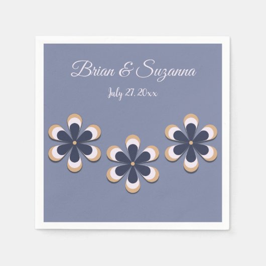 Retro 70er Blume Power in der heutigen Farbenbrück Serviette (Vorderseite)