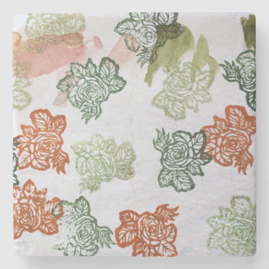 Retro-70er-Blume Steinuntersetzer (Vorderseite)