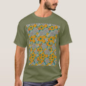 Retro-70er-Blumen-Patchwork-Muster T-Shirt (Vorderseite)