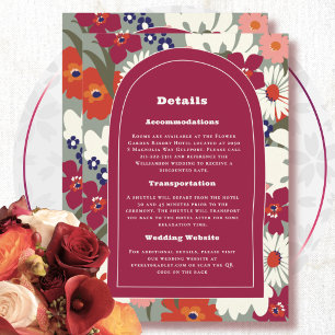 Retro 70er Blumen Sommer Herbst Hochzeit Detailkar Einladung