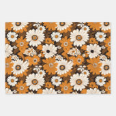 Retro 70er Blumenmuster Geschenkpapier Set (Vorderseite)