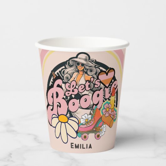 Retro 70er Bogie Disco Tassino Pappbecher (Vorderseite)