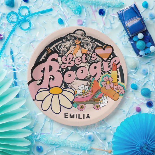 Retro 70er Bogie Disco Tassino Pappteller (Party)