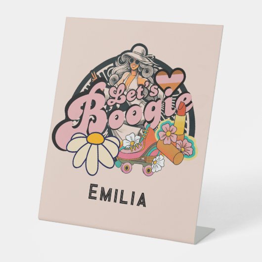 Retro 70er Bogie Disco Tassino Sockelschild (Vorderseite)