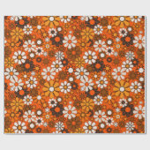 Retro 70er Boho Blumen Braun Orange Geschenk Geschenkpapier (Flach)