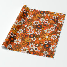 Retro 70er Boho Blumen Braun Orange Geschenk