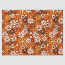 Retro 70er Boho Blumen Braun Orange