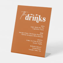 Retro 70er Boho Burnt Orange Drink Menu Wedding Ba