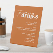 Retro 70er Boho Burnt Orange Drink Menu Wedding Ba Sockelschild (In SItu)
