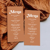 Retro 70er Boho Burnt Orange Wedding Menükarte