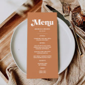 Retro 70er Boho Burnt Orange Wedding Menükarte