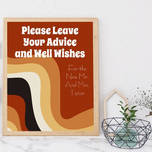 Retro 70er Boho Wedding Advice & Well Wishings Poster