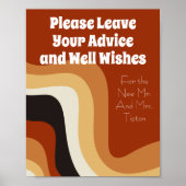 Retro 70er Boho Wedding Advice & Well Wishings Poster (Vorne)