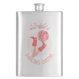 Retro 70er Braut Dancing Queens Junggesellinnenabs Flachmann