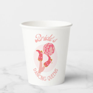 Retro 70er Braut Dancing Queens Junggesellinnenabs Pappbecher