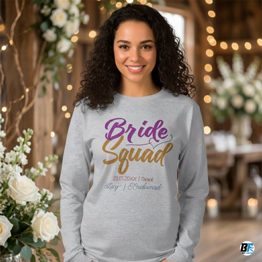 Retro 70er Bride Squad Bridesmaid Name Bachelorett T-Shirt