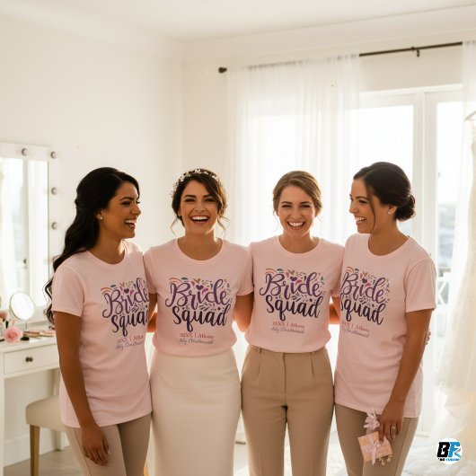 Retro 70er Bride Squad Bridesmaid Name Bachelorett T-Shirt